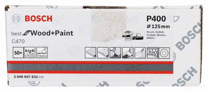 Шлифлист C470, в упаковке 50 шт. 125 mm, 400, 2608607832