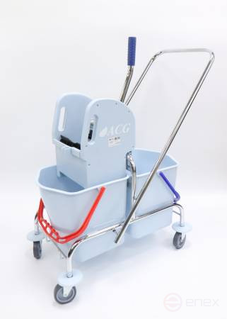 ACG Trolley ACG 2x17 L with squeeze bucket GREY base chrome 1030082