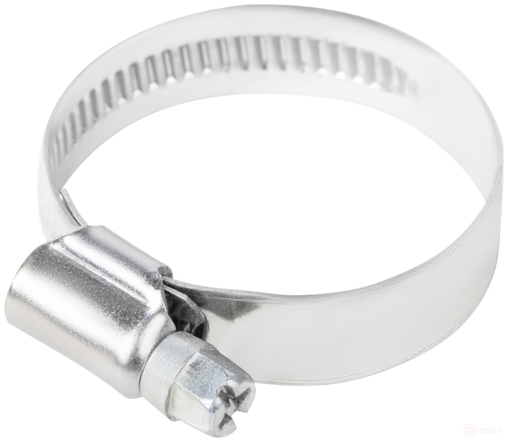 Crimping knurled clamp, width 12 mm, stainless steel.steel 25-40 mm