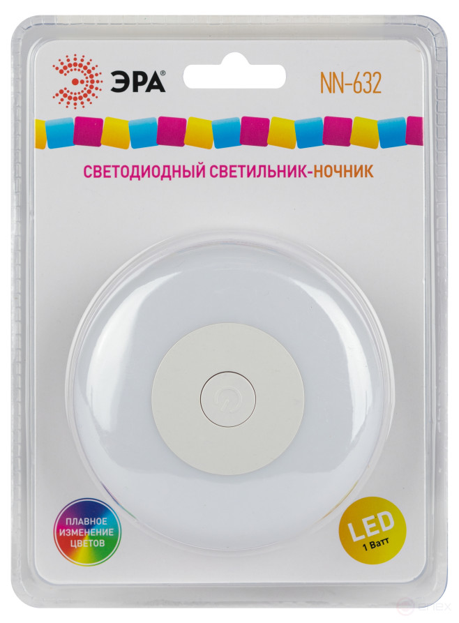 Ночник - светильник светодиодный ЭРА NN-632-SW-W в розетку с выключателем белый