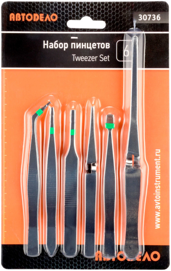 Набор пинцетов 6пр. (АвтоDело) 30736