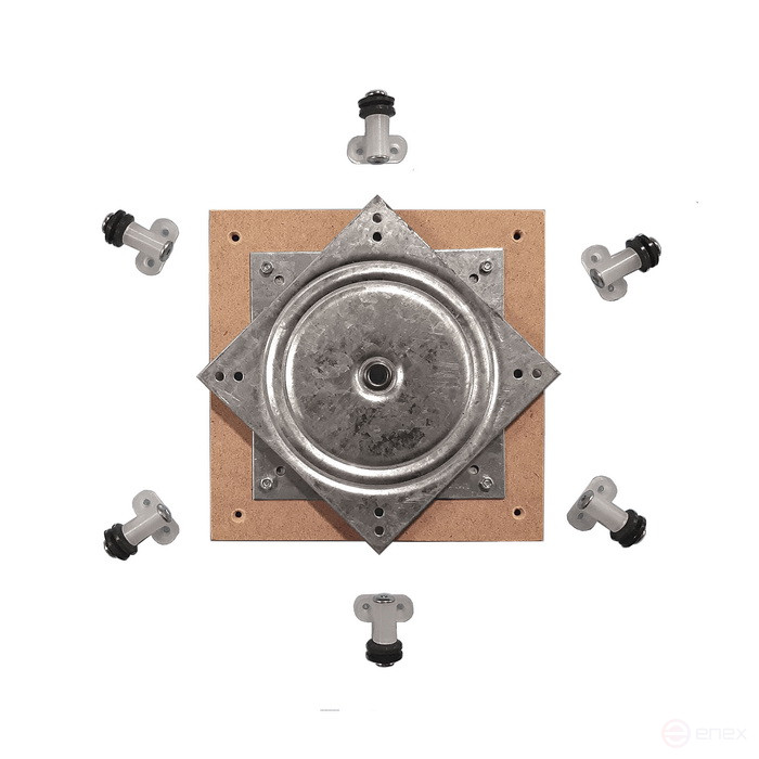 A set of mechanism + rollers for quick alignment and assembly of a large rotary table with quiet rotation