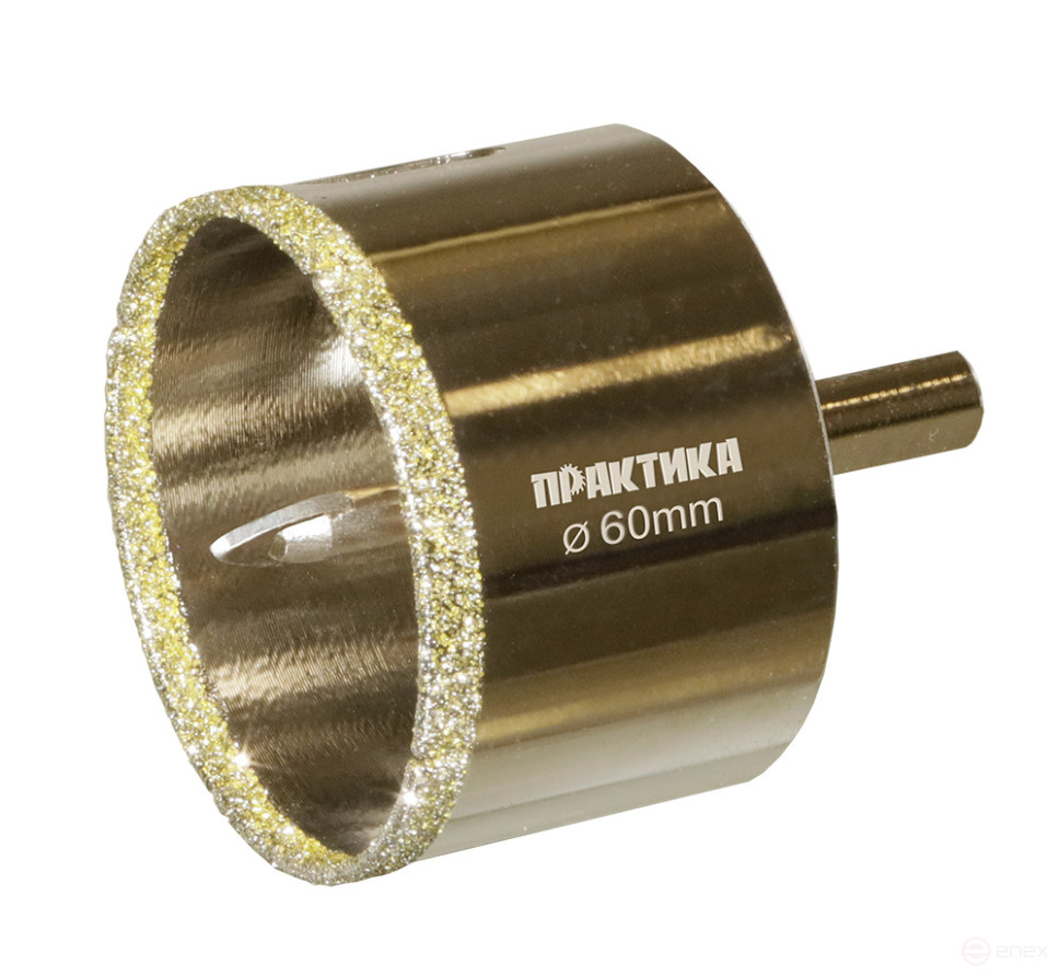 Коронка алмазная ПРАКТИКА "Профи" по керамограниту/керамике 60х70мм, пилотное сверло, (1шт) (917-699)