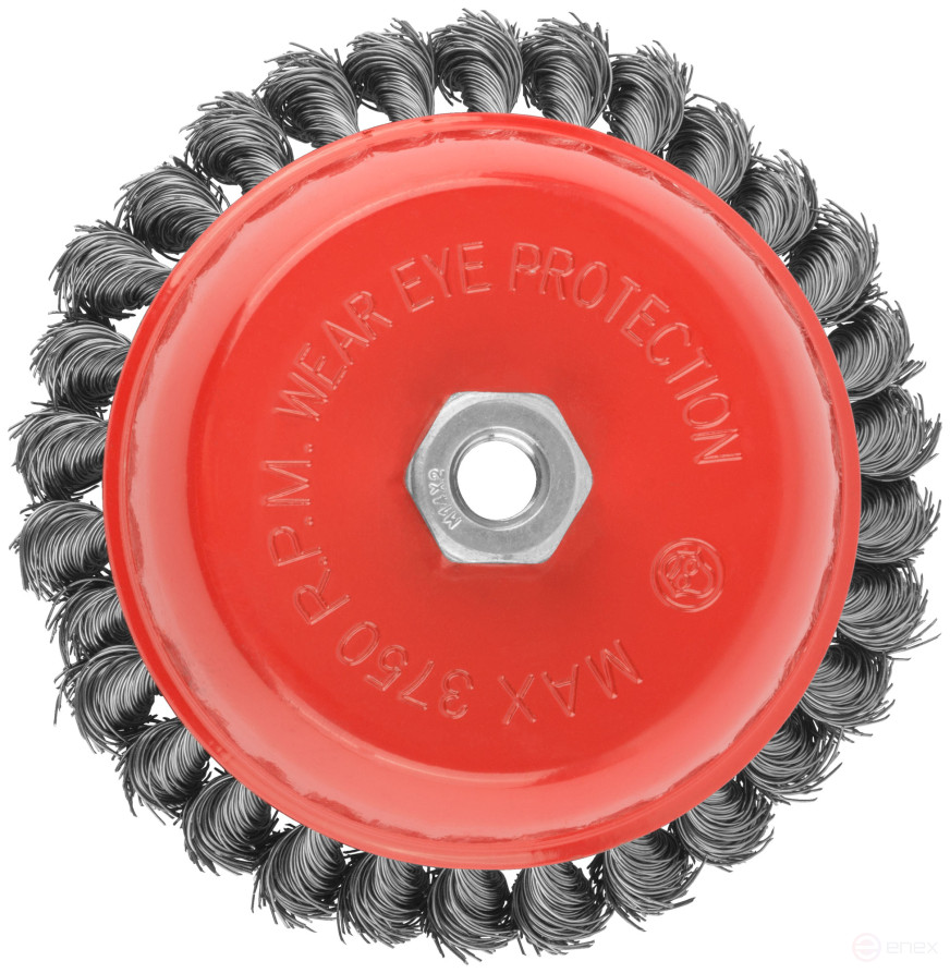 Cup plate, M14 nut, 150 mm twisted steel wire