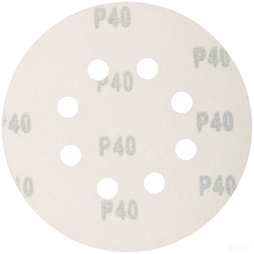 Круги абразивные шлифовальные перфорированные на ворсовой основе под "липучку" (Р40, 125 мм, 5шт.), CUTOP Profi
