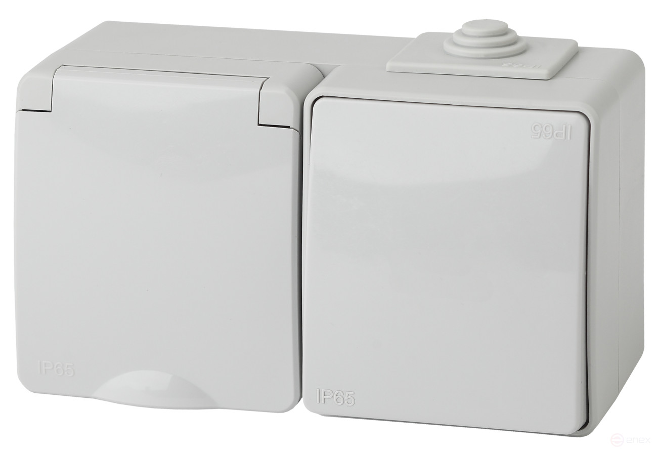 Socket with switch ERA Expert 11-7601-03 IP65 16A -10AX-250V AC Grey