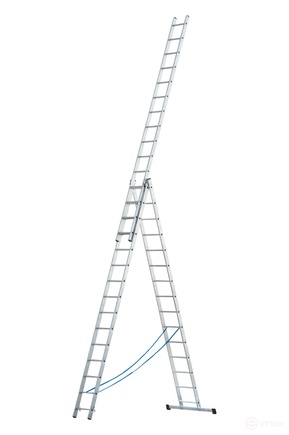 Three-section aluminum ladder, 3 sections of 15 steps AL 3x15 P80