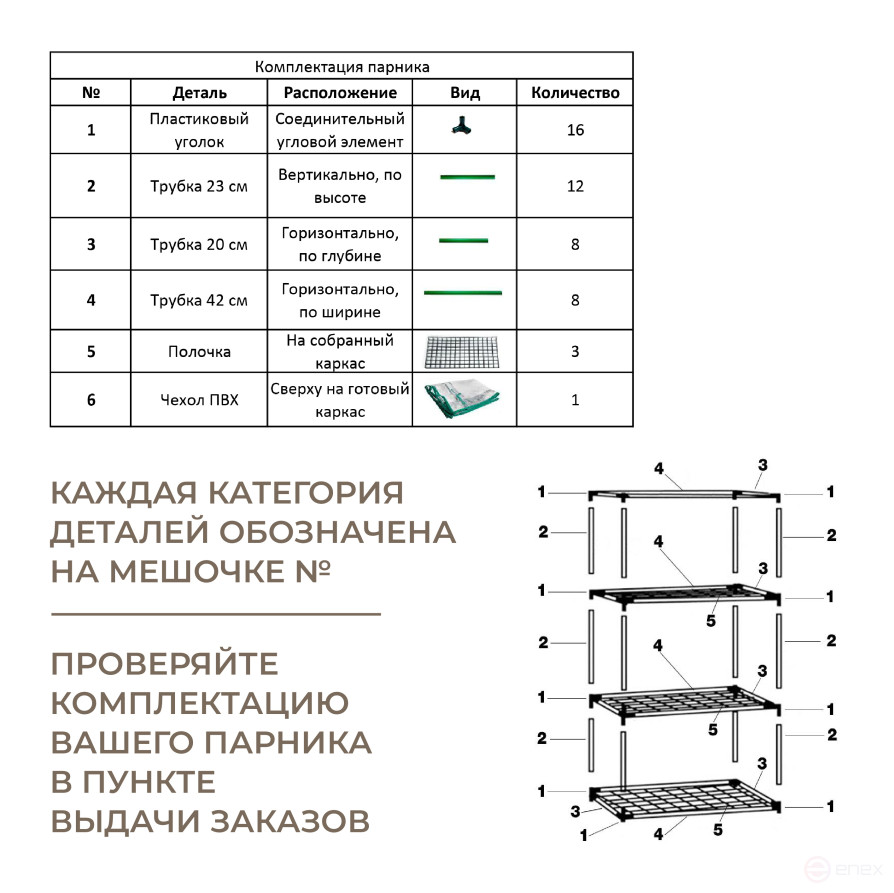 Greenhouse greenhouse on the windowsill Geoplastboard 46x24x75 cm 3 shelves color white