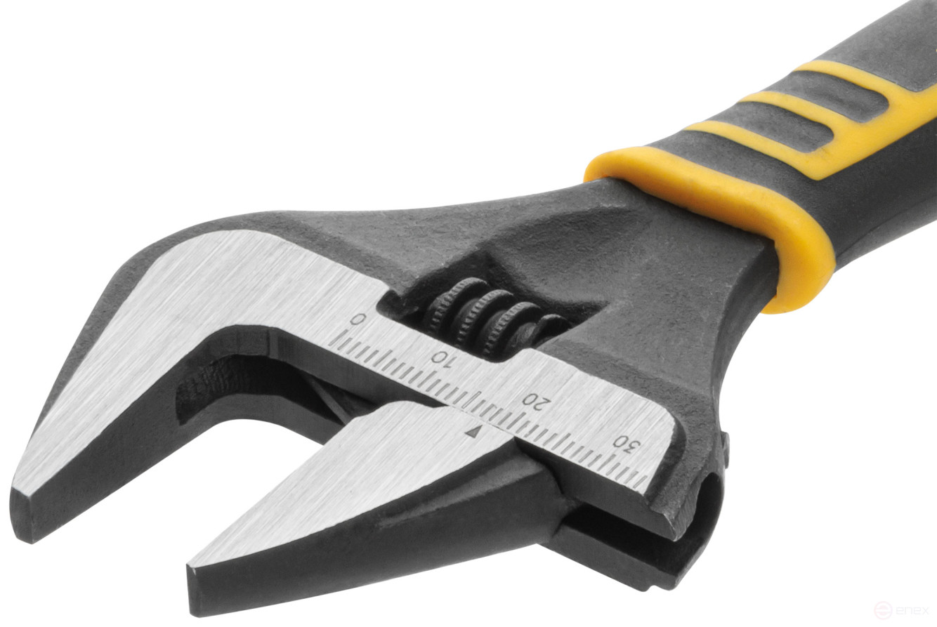 Adjustable "Style" wrench, narrow jaws, scale, extra magnification.gripper, rubberized. handle 150mm (34mm)