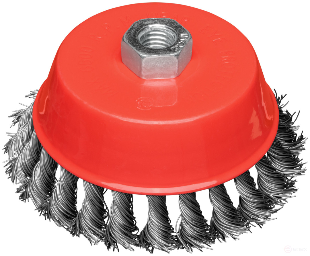 Cup holder, M14 nut, 125 mm twisted steel wire, blister