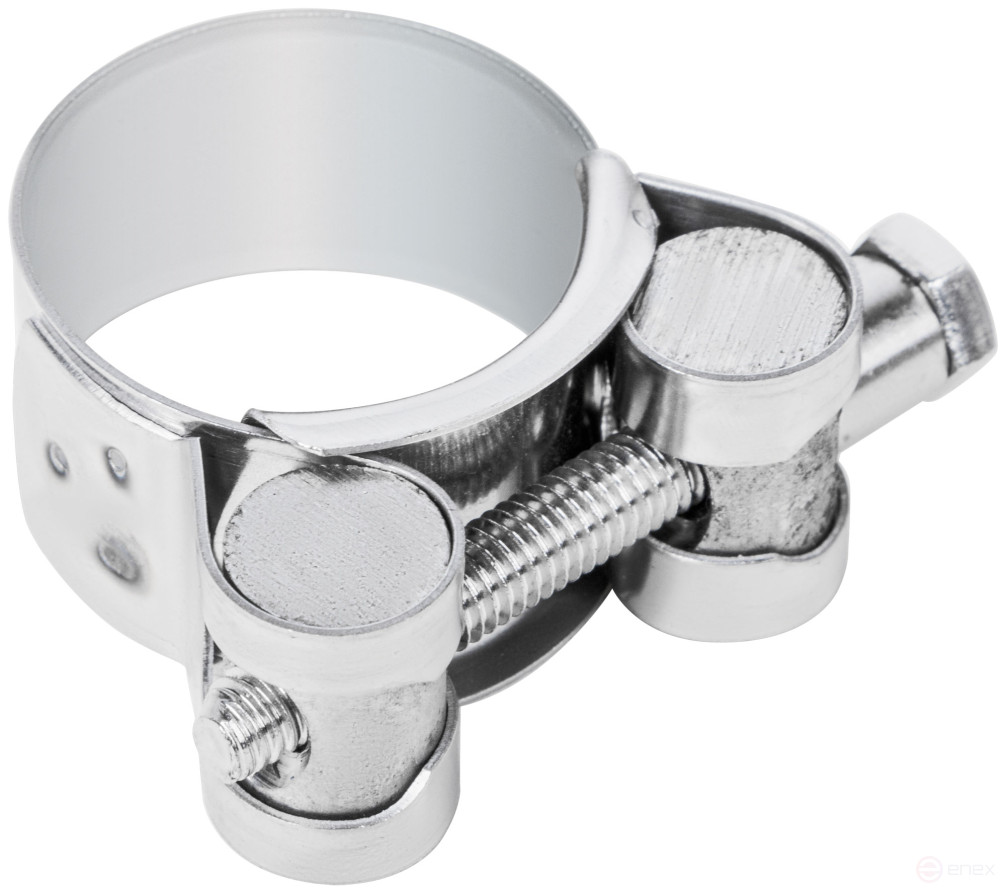 The clamp is a crimping power hinge, stainless steel.steel 29-31 mm