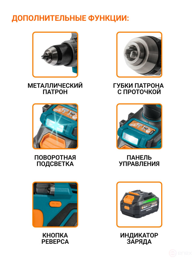 Cordless impact drill BORT BAB-21Ix2Li-XDK (2x4Ah+battery)