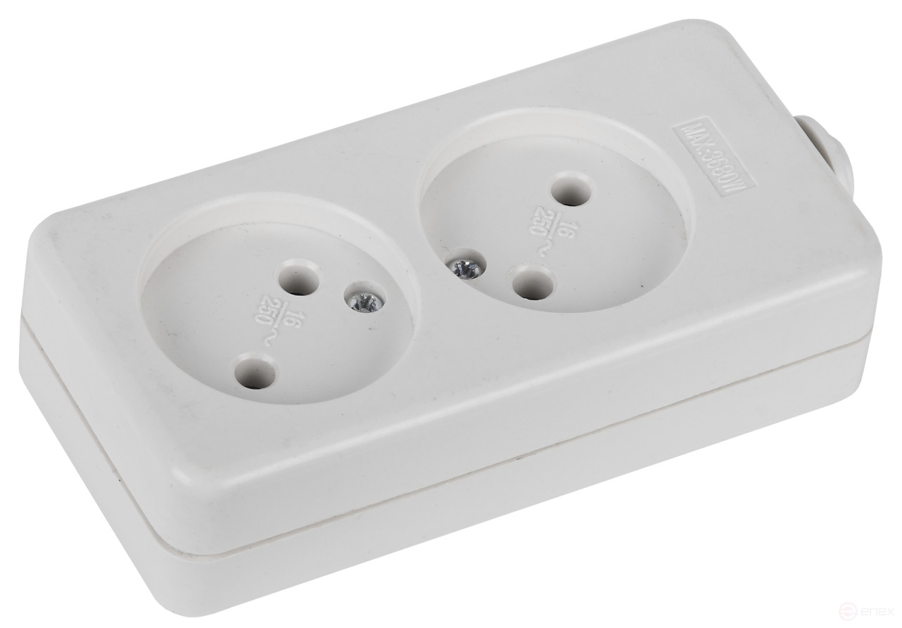 ERA K-2 block 2 sockets without grounding white