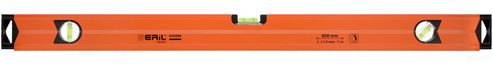 Уровень алюминиевый коробчатый 800 мм (3 глазка/1 зеркальный, магнитный) BERIL