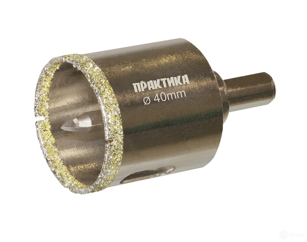 Коронка алмазная ПРАКТИКА "Профи" по керамограниту/керамике 40х70мм, пилотное сверло, (1шт) (917-651)