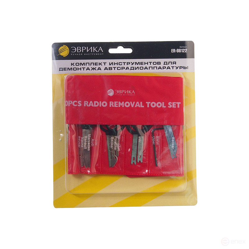 Набор инструмента ER-86122 для демонтажа авторадиоаппаратуры, 20 предметов, на планшете ЭВРИКА 1/12/72