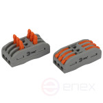 ERA terminal NO-225-395 pass-through 222-2413 with 3-pole levers 0.08-2.5/4 mm2 pack of 15 pieces