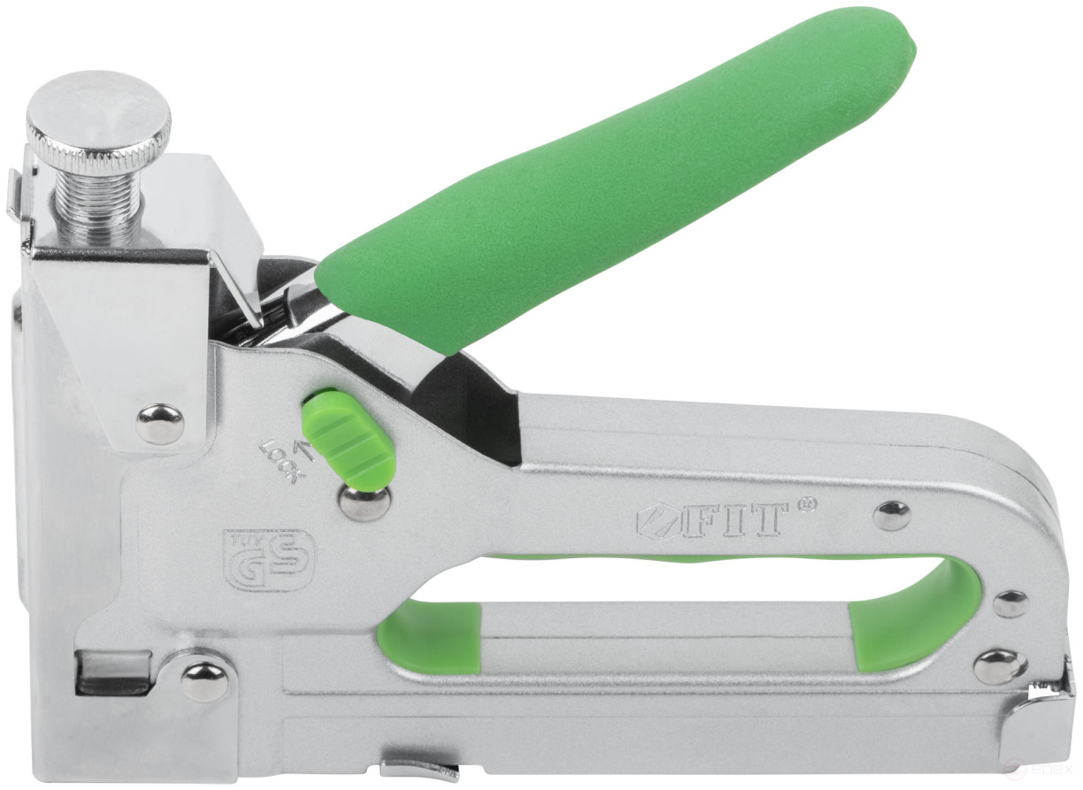 5-in-1 stapler for wide staples "type 140", "type 53F", "type 28", "type 300", "type 500", 4-14 mm, impact force adjustment, built-in lock