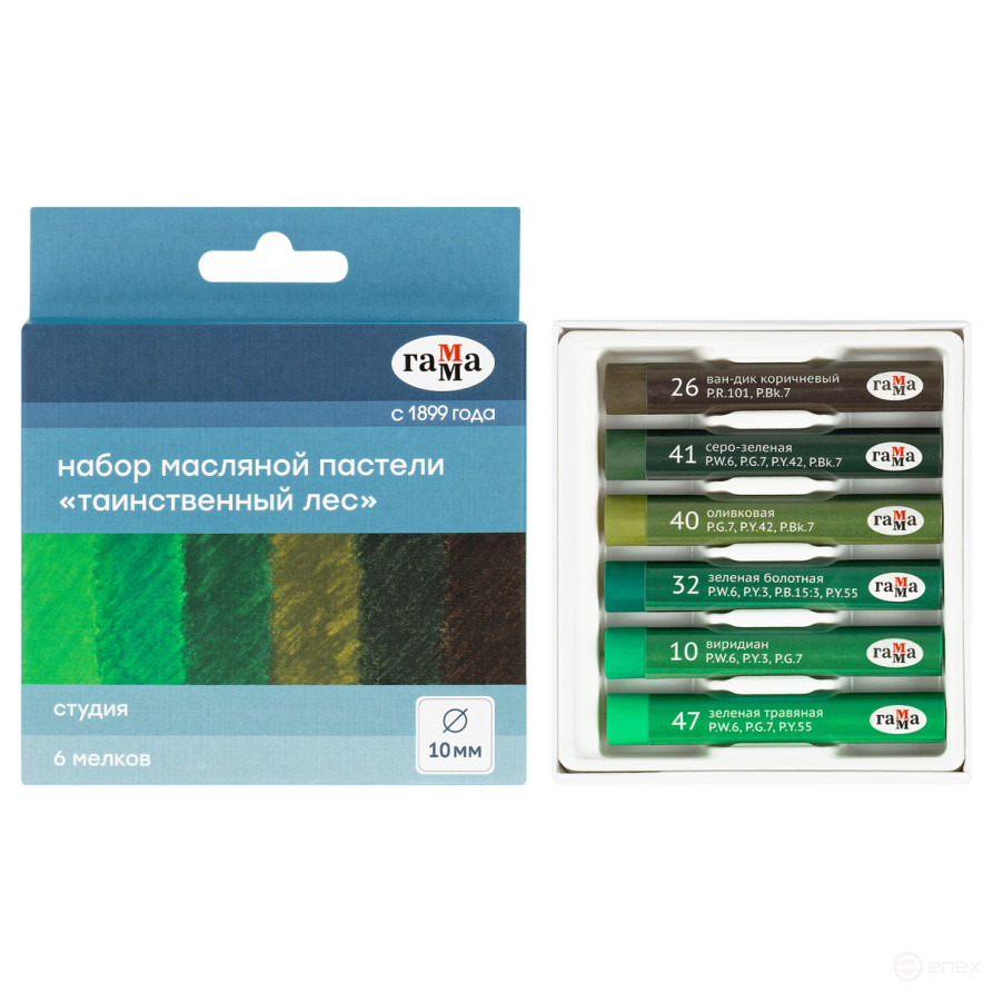 Pastel oil scale "Studio", "Mysterious forest", 6 colors, cardboard. package, European weight