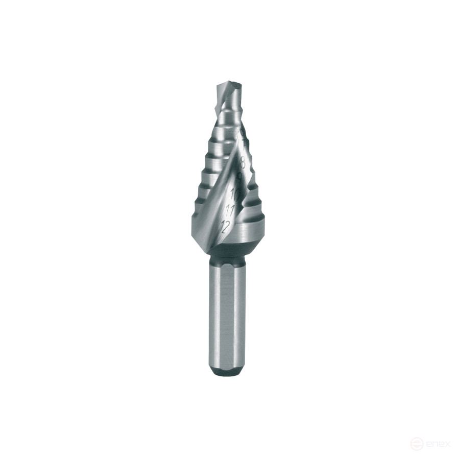 Сверло ступенчатое короткое HSS со спиралевидной канавкой и подточкой острия Ø 4,0 - 12,00