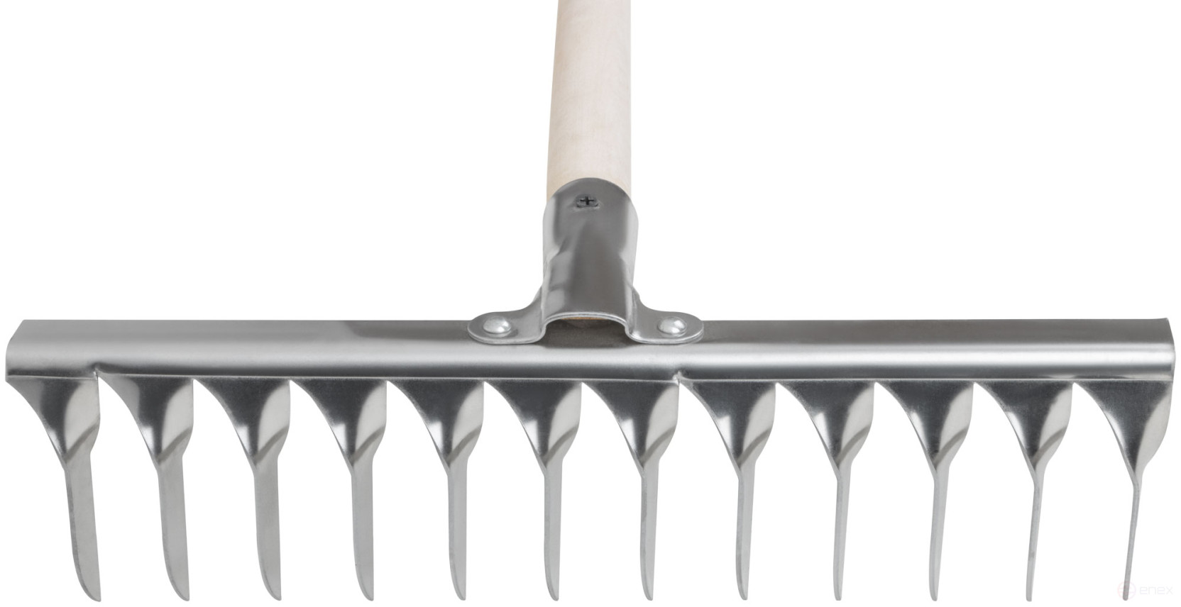 Грабли, витой зуб, нержавеющая сталь, 12 зубьев, с деревянным черенком