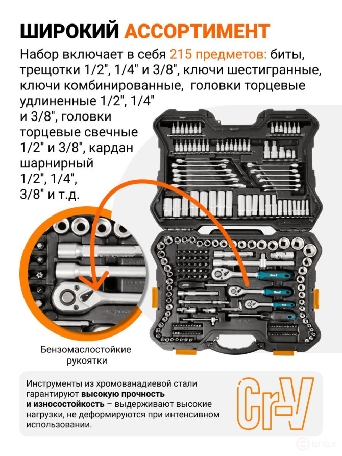 Набор ручного инструмента BORT BTK-215