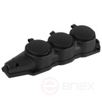 ERA KX-3e-B-IP44 rubber pad with earthing 3 sockets 16A IP44 black
