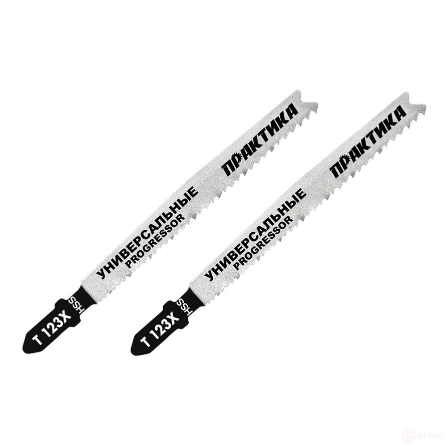 Пилки для лобзика универсальные ПРАКТИКА тип T123X, Прогрессор 100 х 75 мм, грубый рез, HSS (038-722)