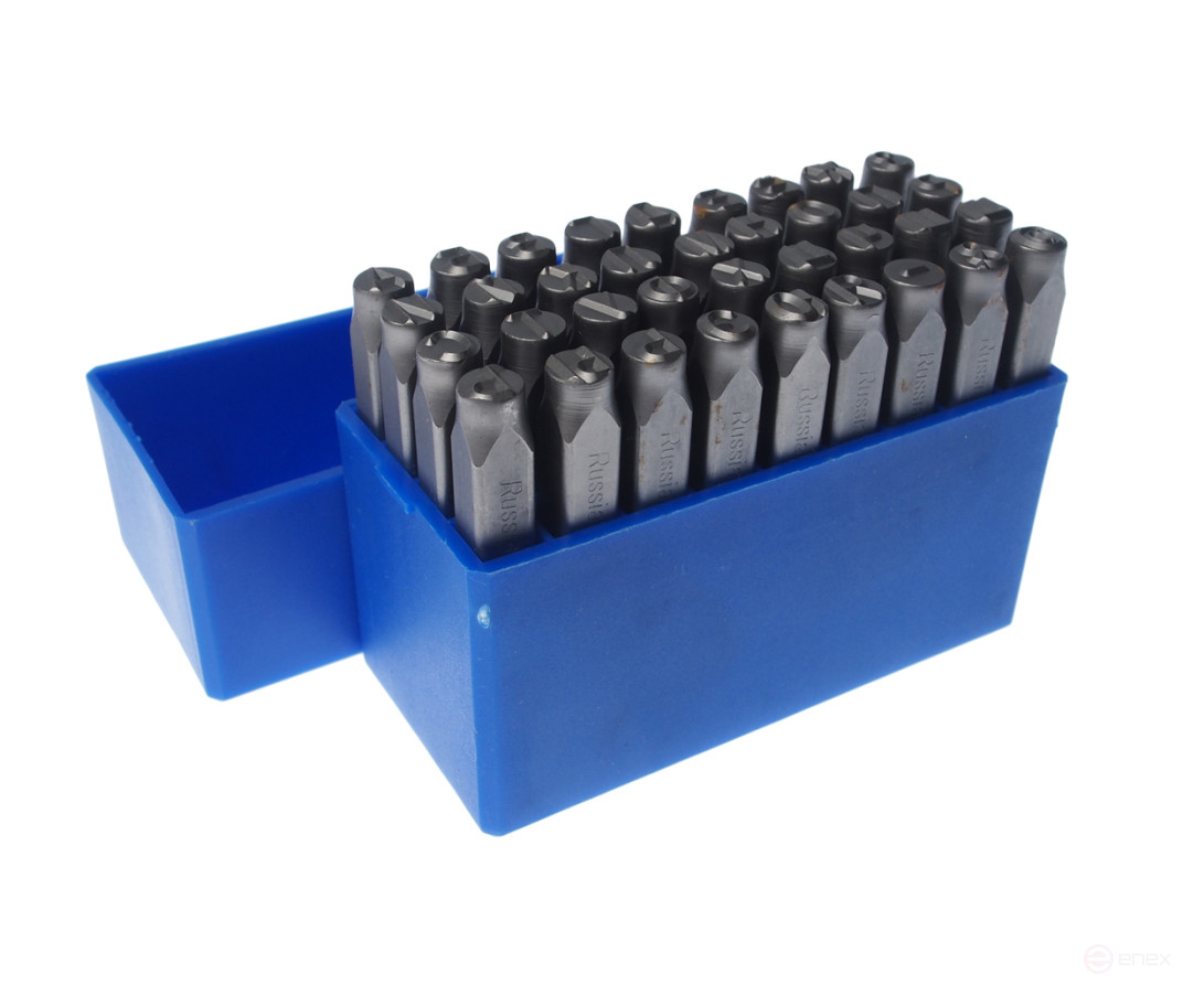 The stamps are letter Cyrillic letters of 6mm (HRC 60+-2 degrees. DIN 1451) JTC