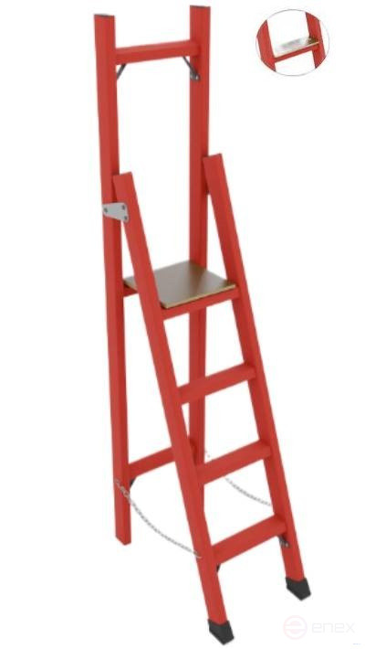 SSV-1,8TS fiberglass stepladder with vertical support, Telecom, wide steps, h=1890mm, h work platform=900mm, step 4