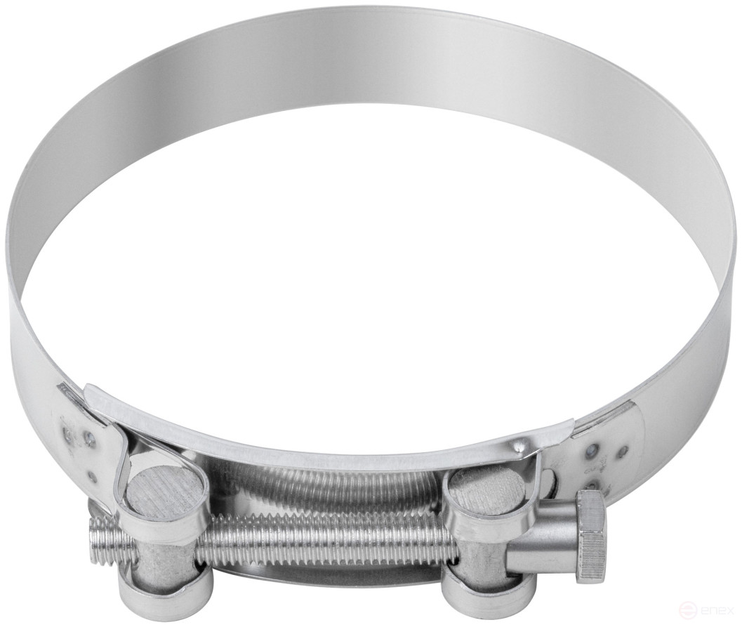 The clamp is a crimping power hinge, stainless steel.steel 131-139 mm