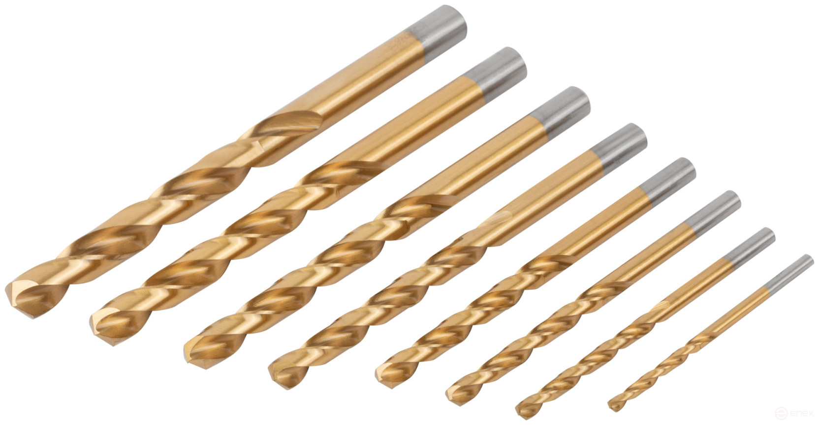A set of HSS metal drills, ground, titanium coating, 135° sharpening angle, layer. case, 8 pcs. (3-4-5-6-7-8-9-10 mm)