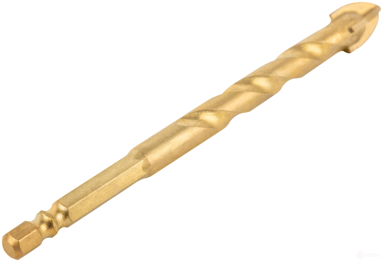 Сверло универсальное, 4 режущие кромки, титановое покрытие, шестигранный U-хвостовик под биту, 12х120 мм