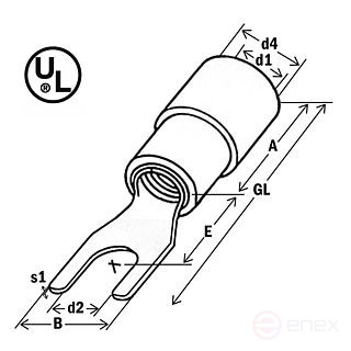 Наконечник кабельный с вилкой НВИ 1,5-2,5 M4, ПВХ (упак.100шт)