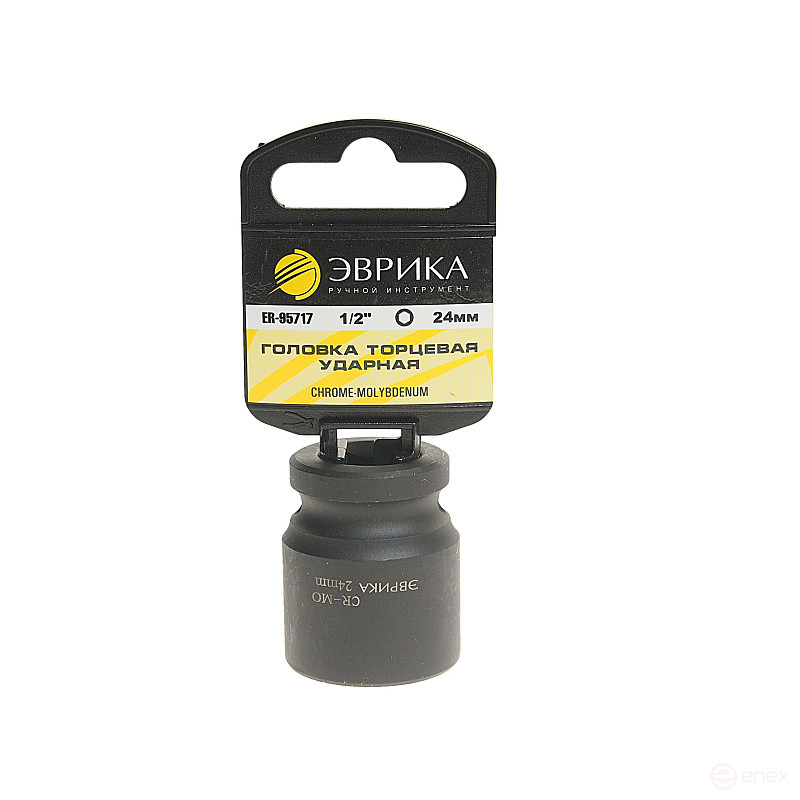 Головка торцевая 24мм 1/2" 6-гранная ударная L=40мм (с держателем) ЭВРИКА ER-95717H 1/108