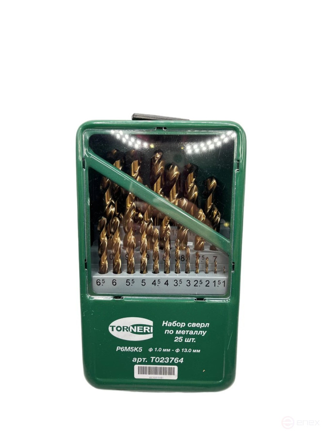 Set of metal drills 25 pcs. (F 1.0 mm - F 13.0 mm) R6M5K5 TORNERI T023764