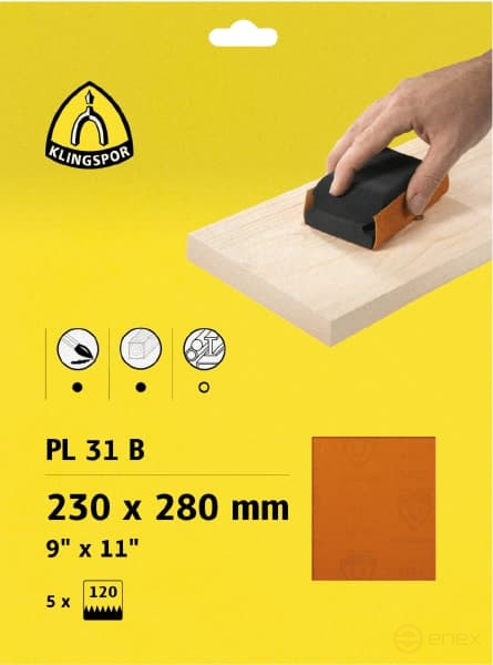 Шлифовальная шкурка на бумажной основе для финишной обработки PL 31 B, 230 x 280 (25 шт), 241780