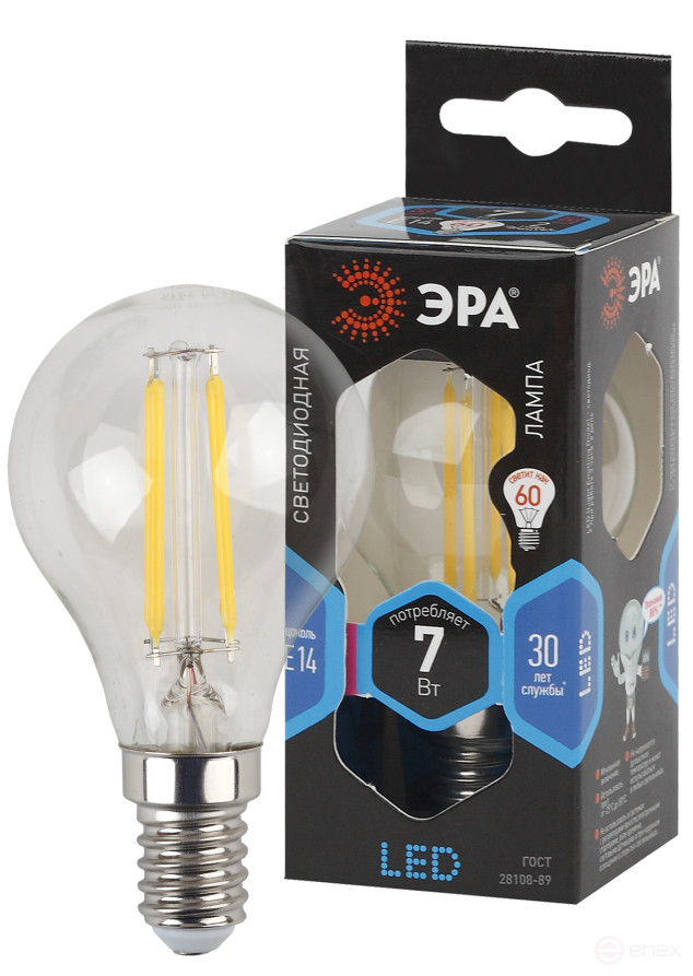 LED ERA Lamp F-LED P45-7W-840-E14 7W Filament Ball Neutral White Light E14