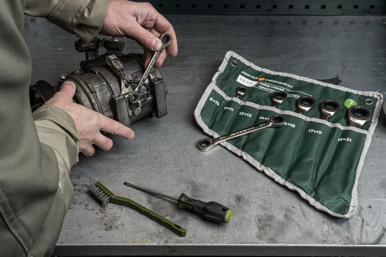 Набор ключей трещоточных двусторонних 7 шт., планшет тетрон.