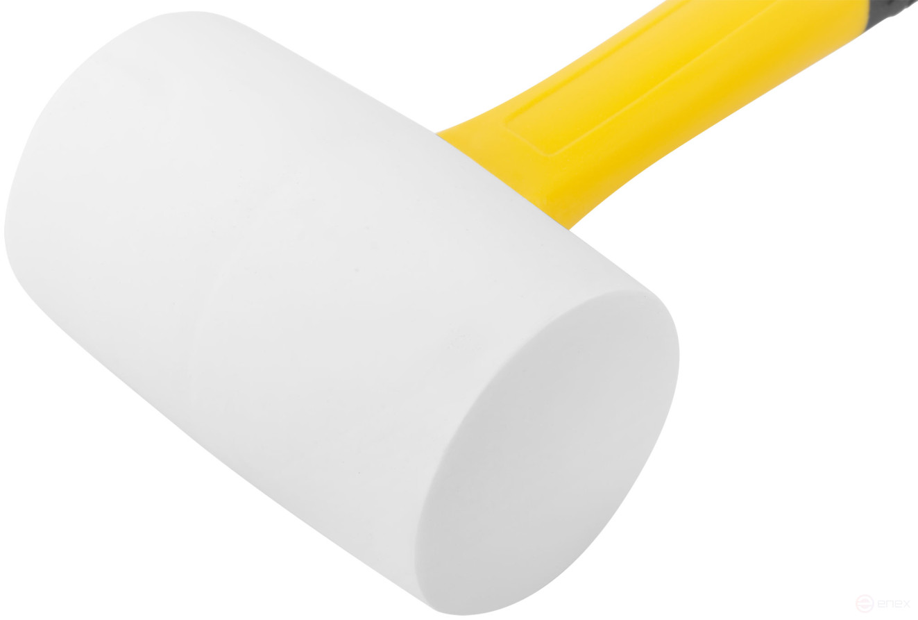 Киянка резиновая белая, фиберглассовая ручка 65 мм (680 гр)