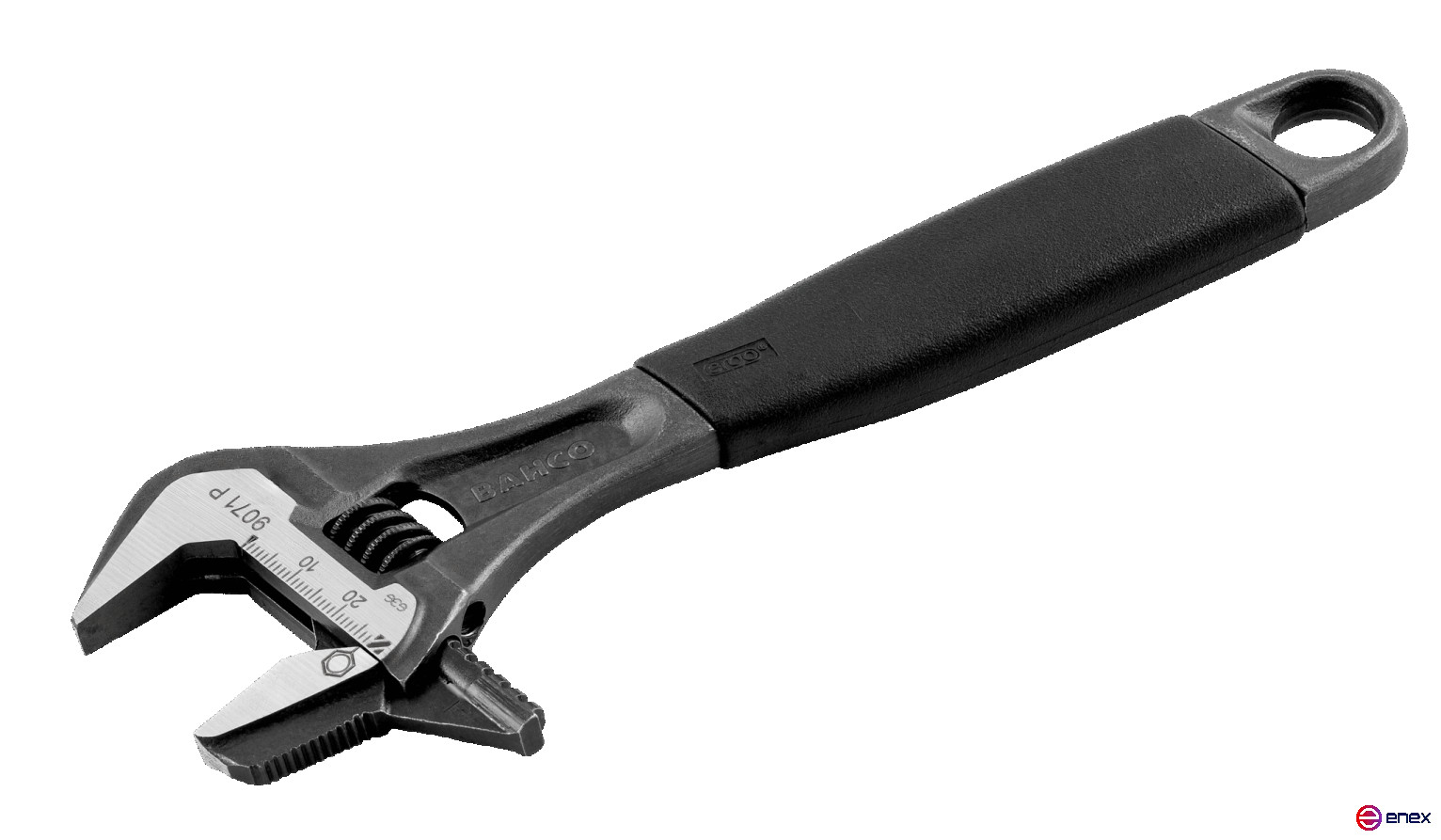 Adjustable reversible wrench with a grip for ERGO pipes, length 208/grip 28 mm, rubber handle