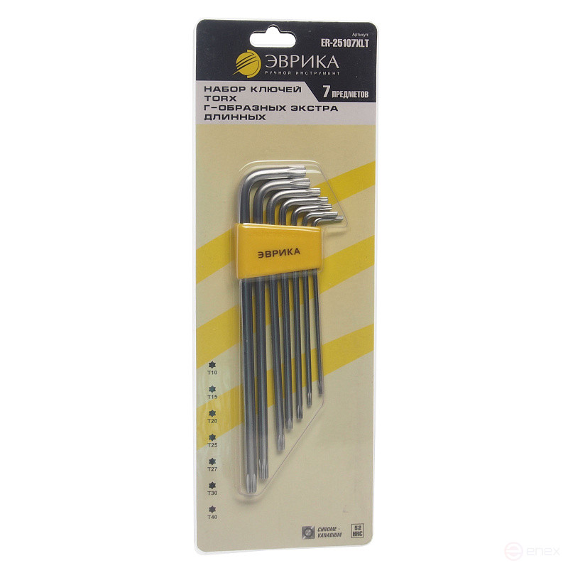 TORX ER-25107XLT Wrench Set: L-shaped extra long T10-T40 7pr. EUREKA /1/12/60