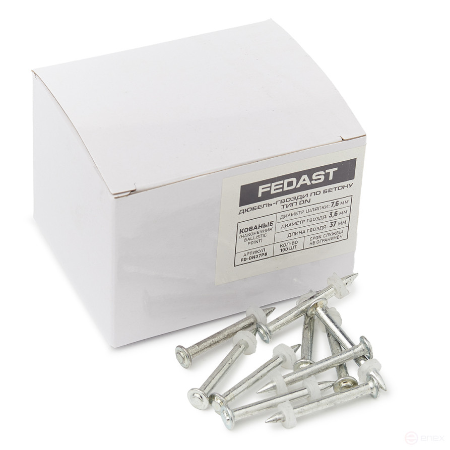 Одиночные дюбель гвозди по бетону тип DN для пороховых монтаж. пистолетов (37 мм, 100 шт./уп) FEDAST
