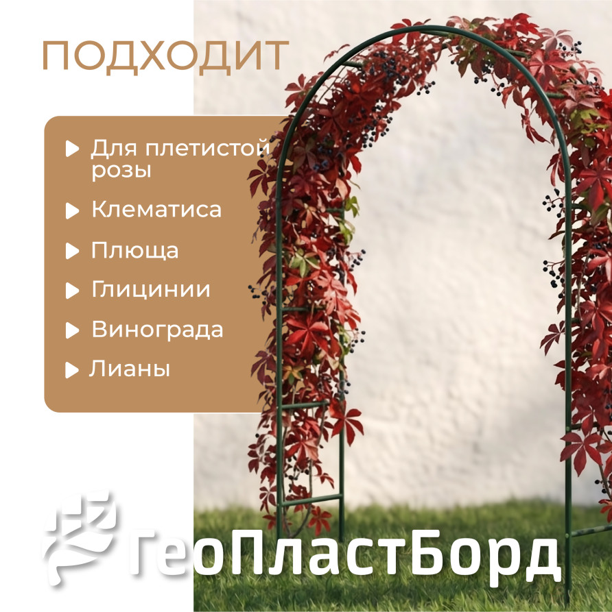 Арка садовая для вьющихся растений 240 см металл цвет зеленый