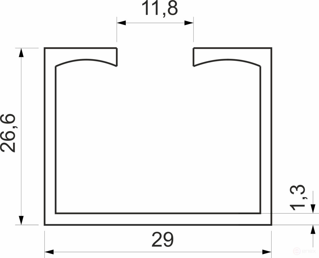 Aluminum profile STANDARD, STANFOLD, SLIDE, PORTA GLASS guide rail upper L-6000 mm AKS K-075