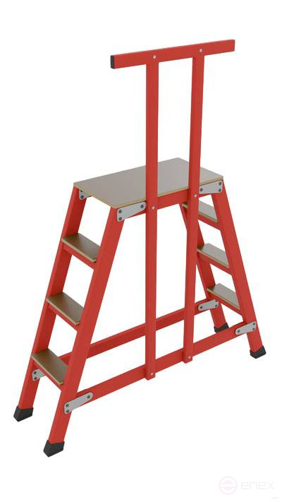 SSP-0.9-P fiberglass with symmetrical supports footrest h=900mm, handrail, 3x2 steps, collapsible, platform 600x500mm