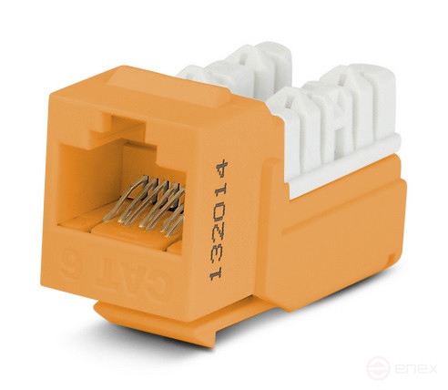 KJNE-8P8C-C6-90-OR Keystone Jack RJ-45(8P8C) insert, Category 6, 110 IDC, sealing with NE-TOOL, orange