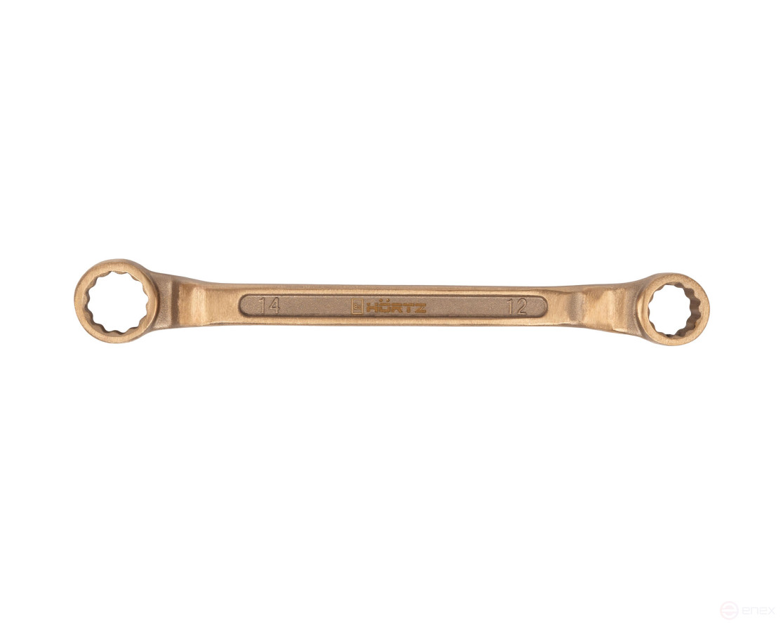 Double-sided cranked wrench 12x14 intrinsically safe alloy BeCu 151-1214, HORTZ