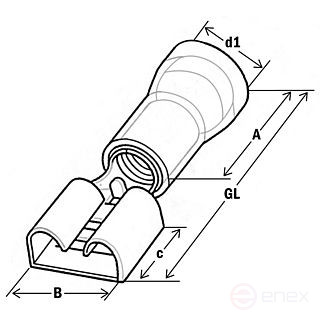 Flat plug sleeve 0.5-1/4.8x0.5, nylon (pack.100 pcs)