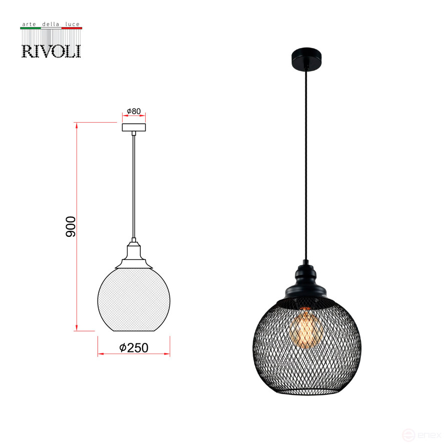 Pendant lamp Rivoli Rebeca 5096-201 1 x E27 40W Loft - country ceiling